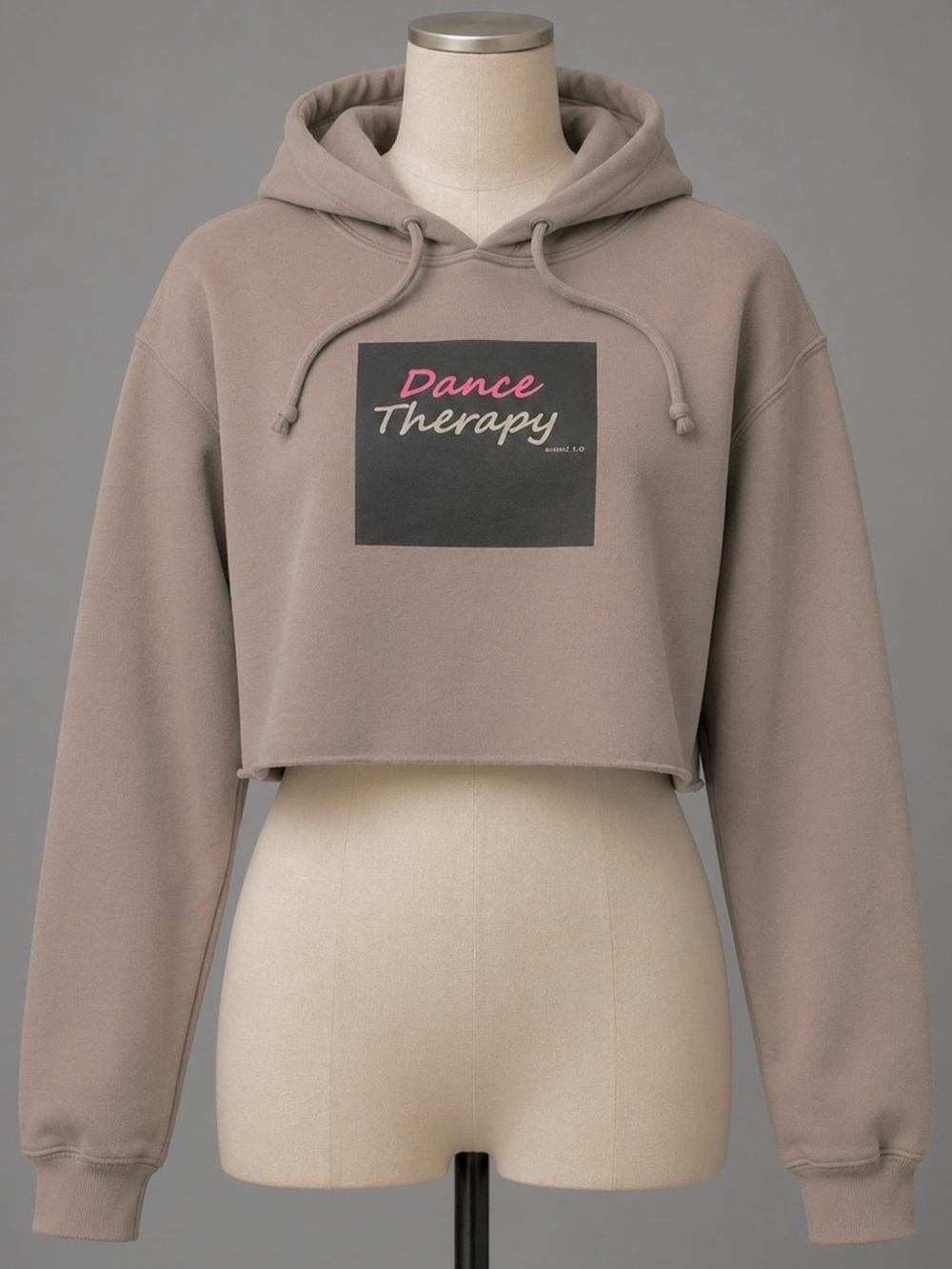 Gray Taupe Dance Therapy Hoodie Crop Sweatshirt Shirt